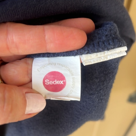 Bath England Sz XS Navy Oversized Hoodie Sweatshirt Large Embroidered Logo - Picture 4 of 9